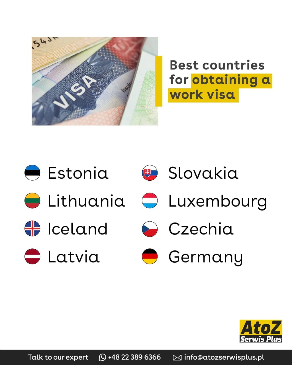 Best Countries For Obtaining A Work Visa Work AtoZ Serwis Plus In 